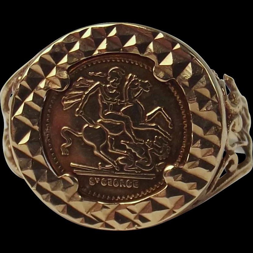 9ct Yellow Gold St George Ring UK Size N+ US 7