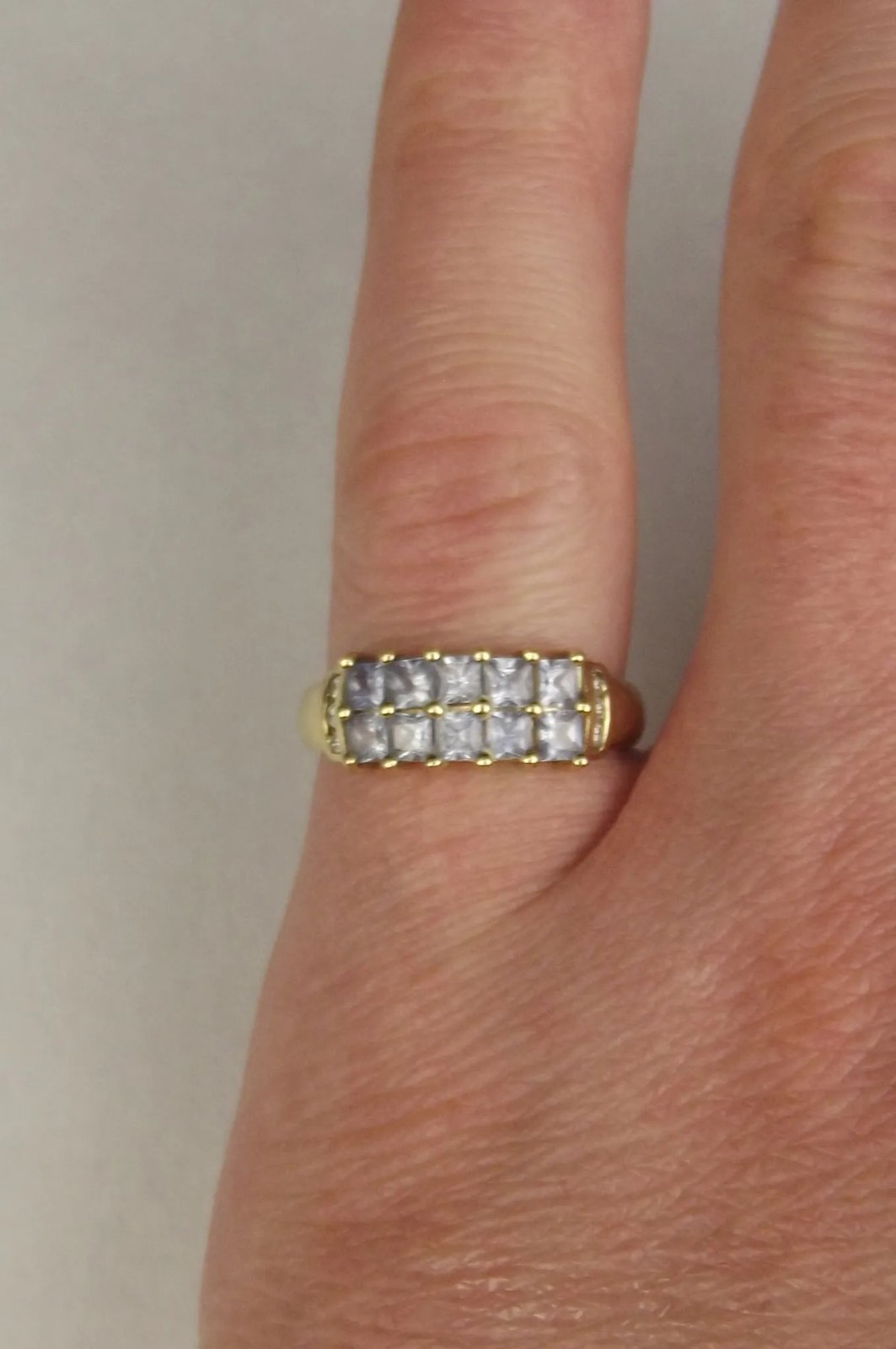 9ct Yellow Gold Topaz & Diamond Cluster Ring UK Size N US 6 ½