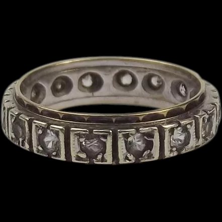 9ct Yellow Gold Topaz Eternity Band Ring UK Size N+ US 6 ¾