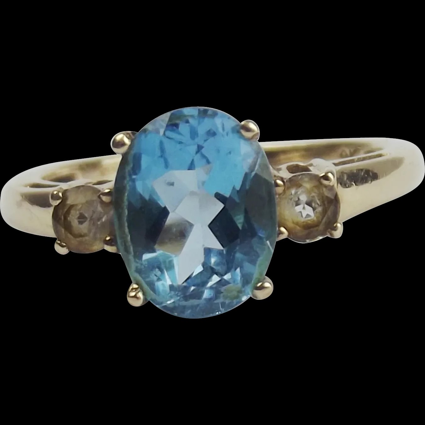 9ct Yellow Gold Topaz Ring UK Size O+ US 7 ¼