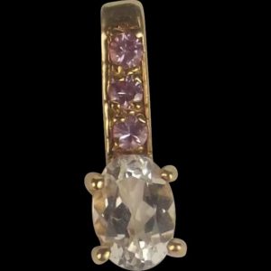 9ct Yellow Gold White & Pink Topaz Pendant