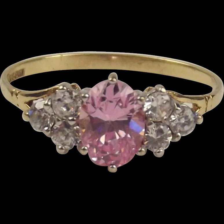 9ct Yellow Gold Zirconia Ring UK Size R US