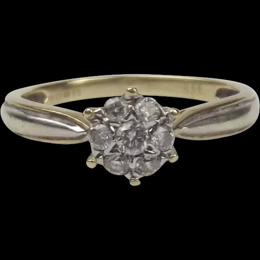 9ct Yellow & White Gold 0.20 CTW Diamond Ring UK Size N+ US 6 ¾