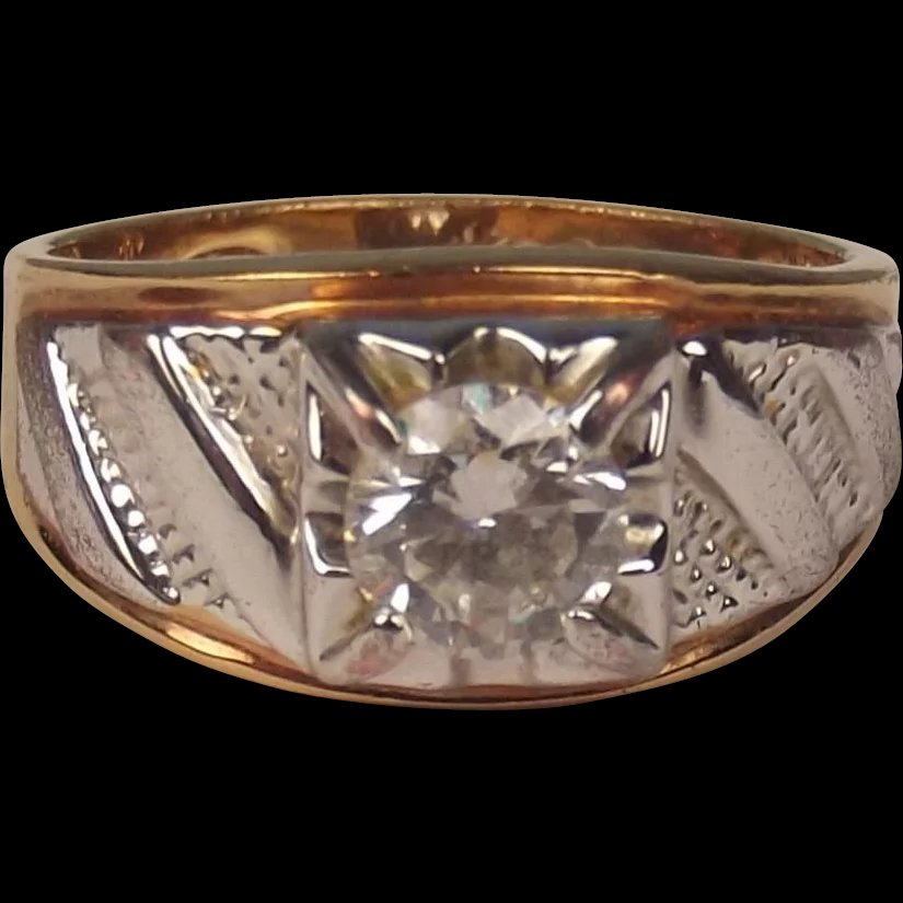 9ct Yellow & White Gold Cubic Zirconia Ring UK Size X US 11 ½
