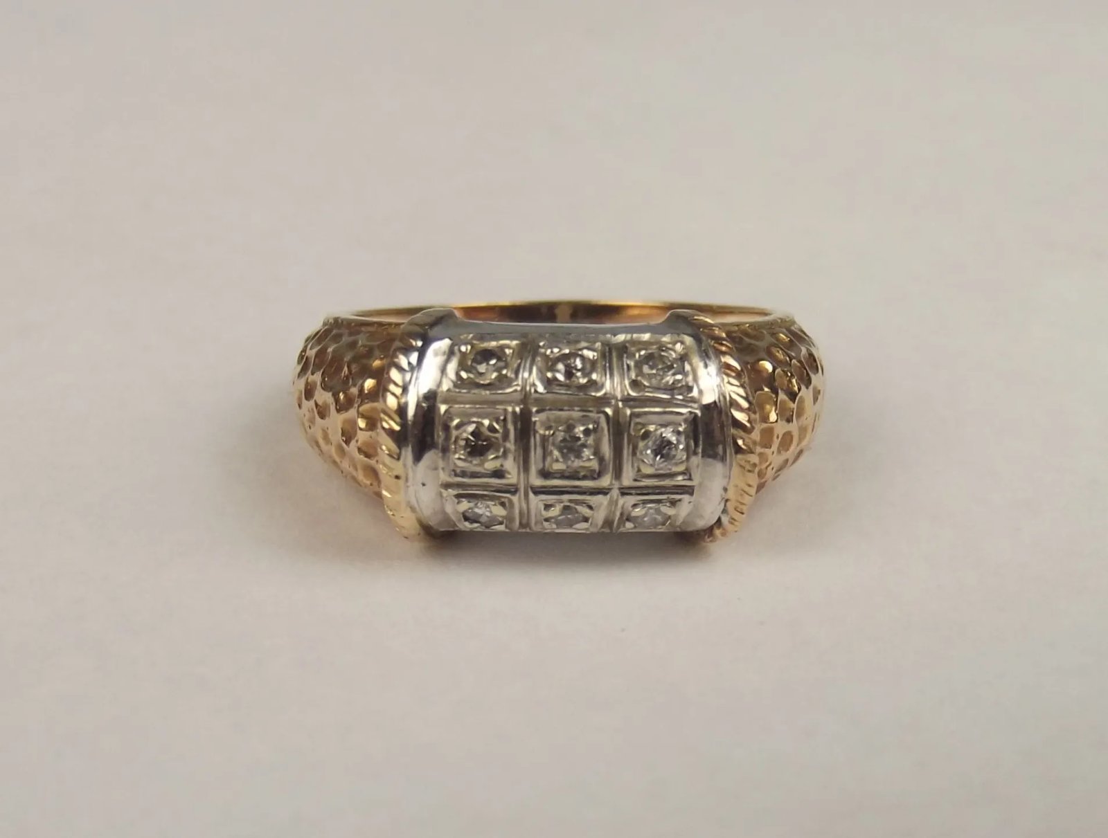 9ct Yellow & White Gold Diamond Ring UK Size M+ US 6 ¼