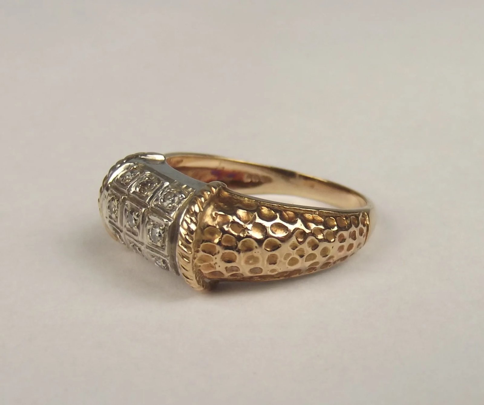 9ct Yellow & White Gold Diamond Ring UK Size M+ US 6 ¼