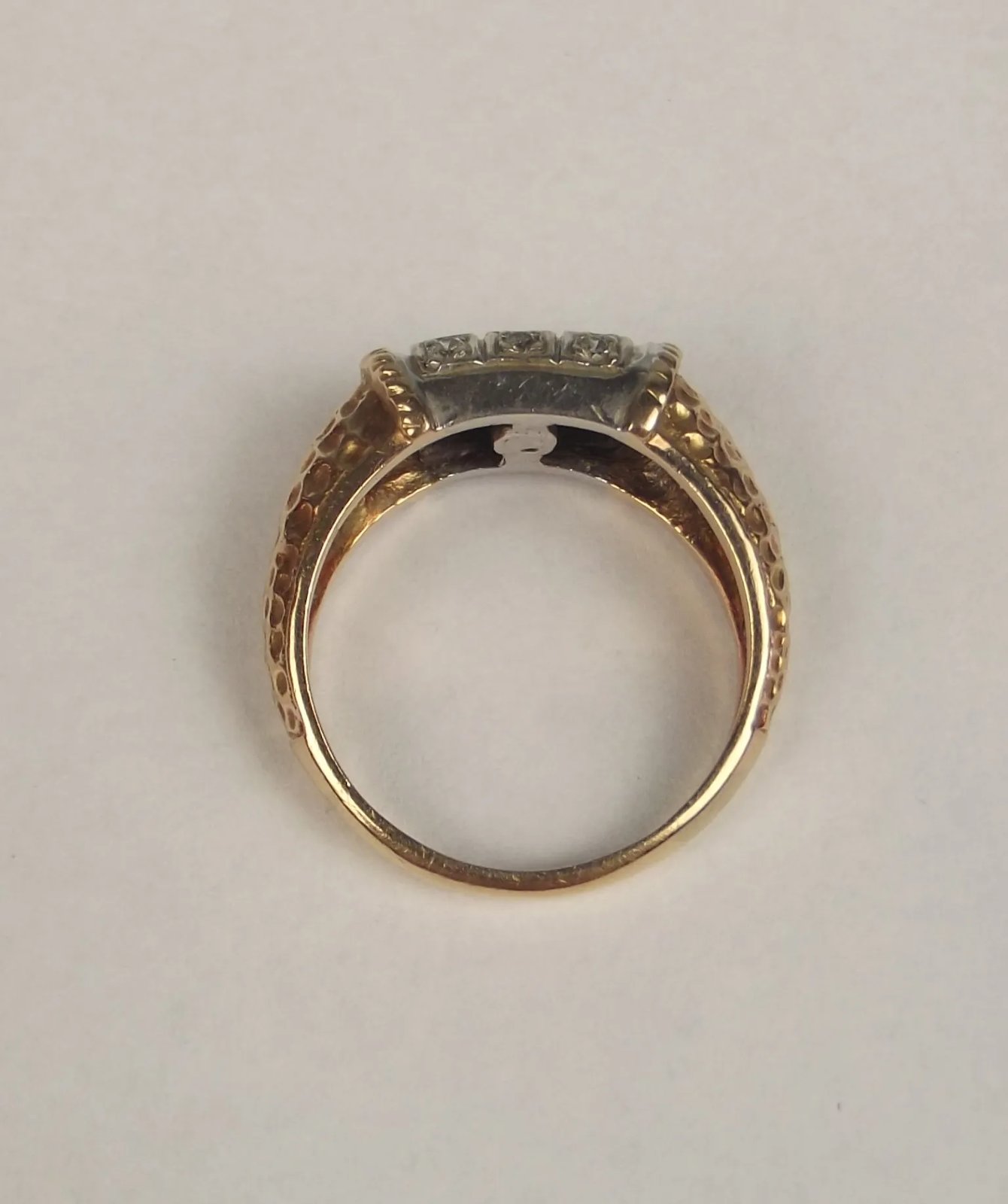 9ct Yellow & White Gold Diamond Ring UK Size M+ US 6 ¼
