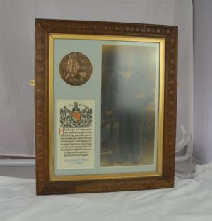 Framed Memorial Plaque And Medals For An HMS Bittern Sailor WW1