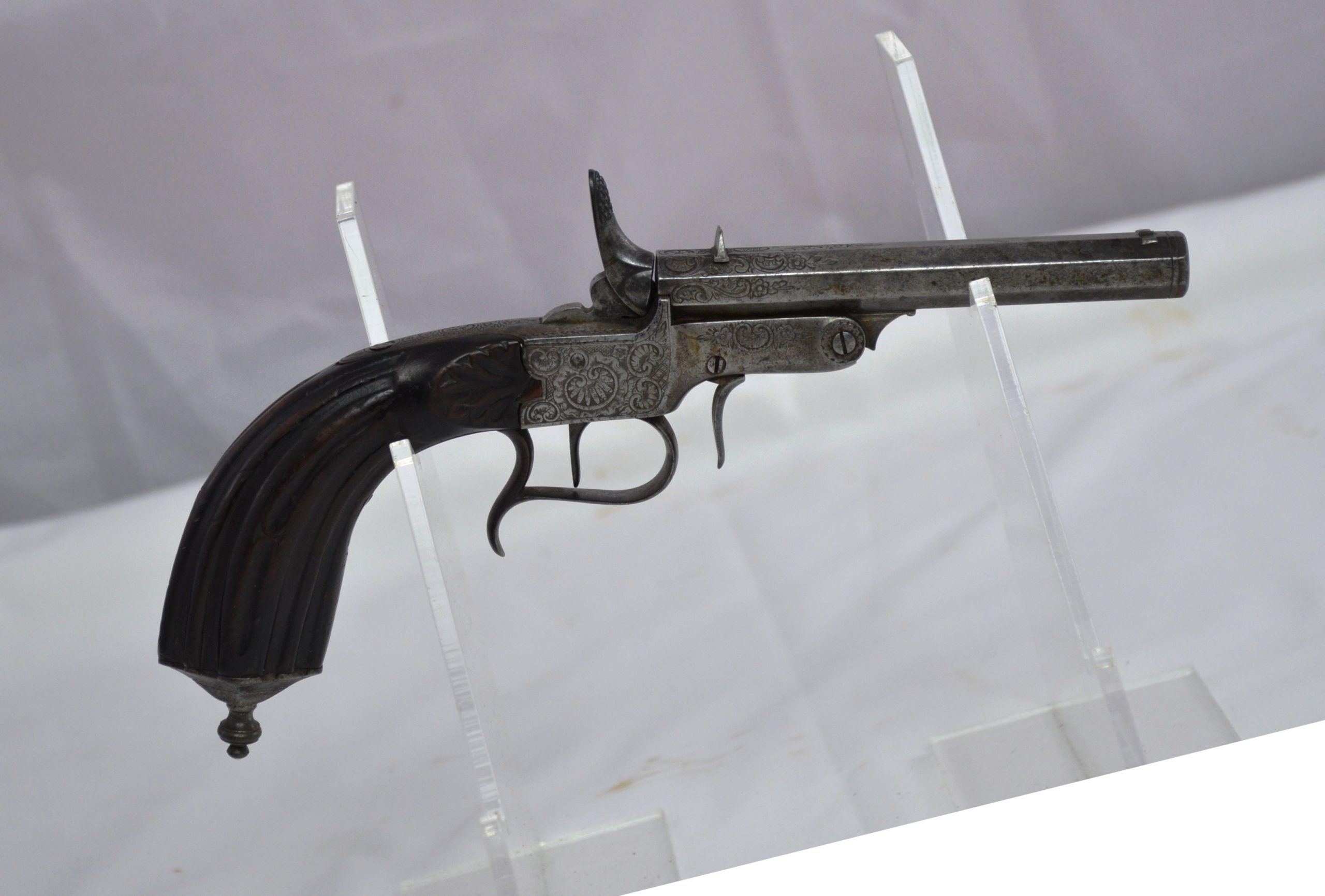 Large German Pinfire Transitional Ornate Muff Pistol