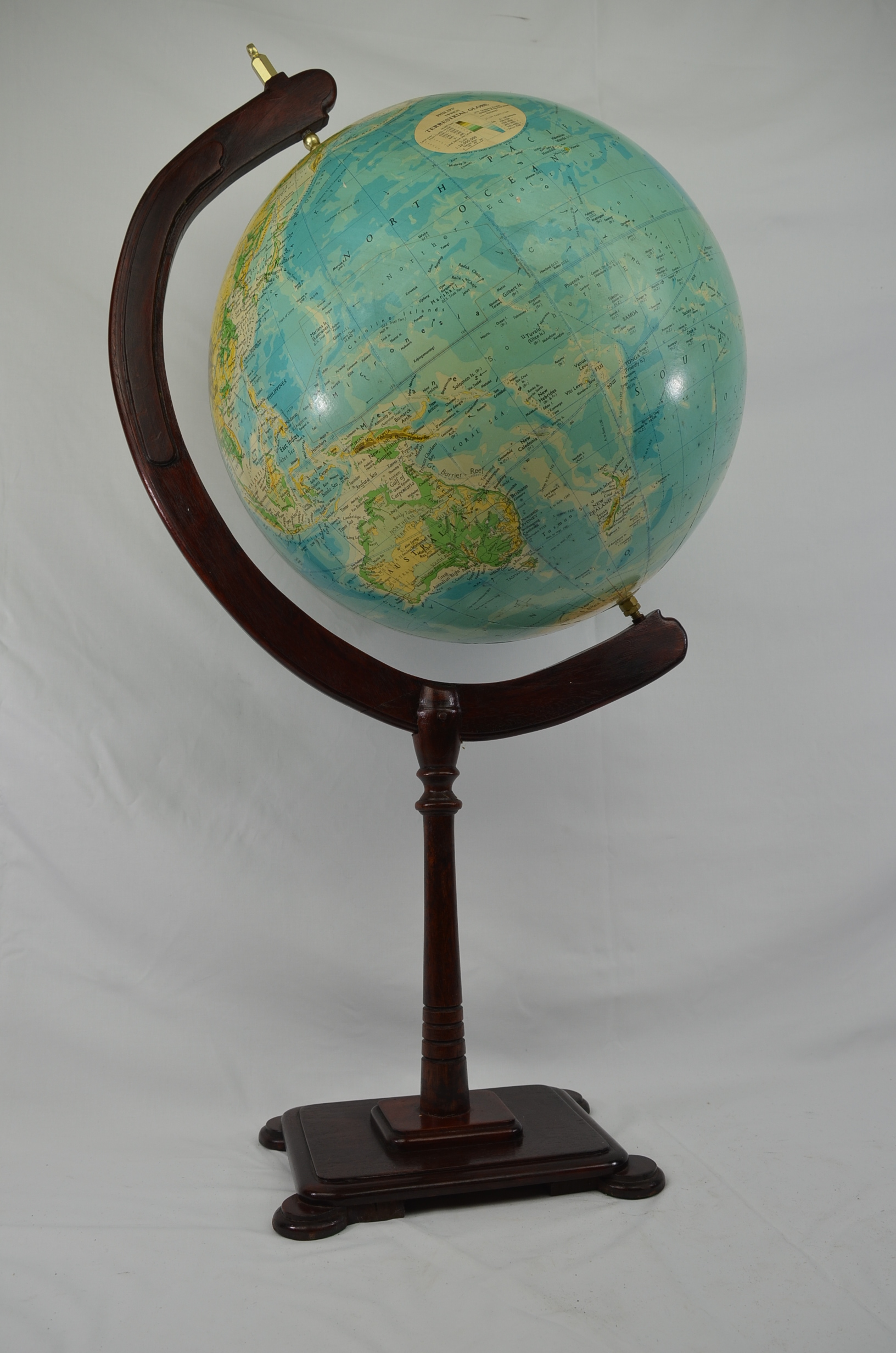 A Philips 19” Terrestrial Globe On Custom Made Stand