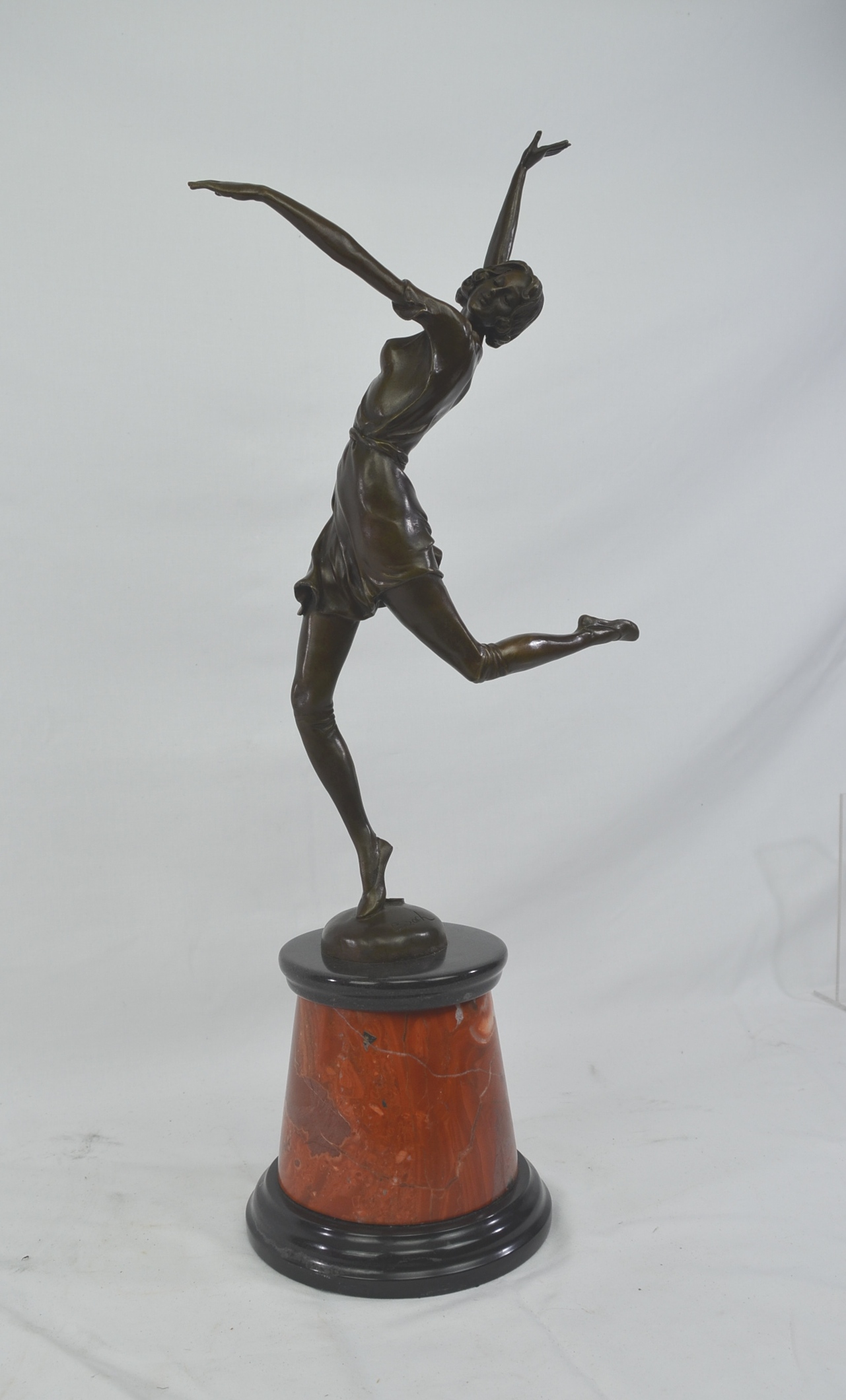 Vintage Bronze Art Deco Sculpture Of Dancing Girl After Bruno Zach.