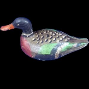 An Early American Polychrome Painted Wooden Decoy Duck