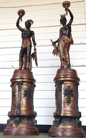 Antique Pair of Cast Iron Torchères by The Foundry of Val D’Osne