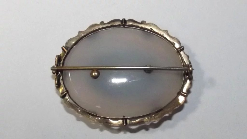 Antique Victorian 9 Ct Gold Agate Mourning Brooch - Image 4