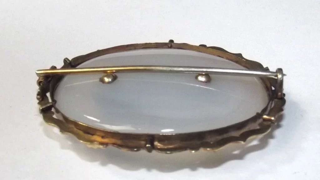 Antique Victorian 9 Ct Gold Agate Mourning Brooch - Image 5