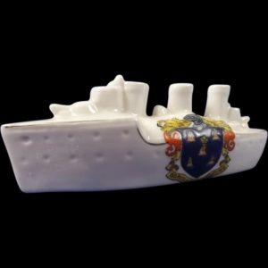 Arcadian Crested China Model Of A Battleship, Borough Of Reading