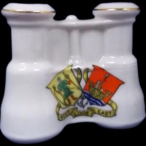 Arcadian Crested China Model Of Field Glasses, West Looe East