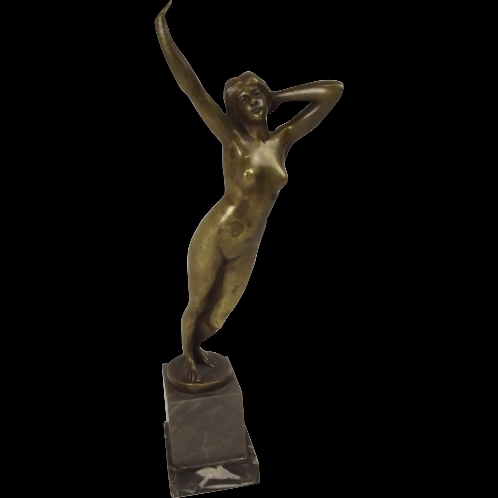 Art Deco Gilt Cast Bronze Of A Nude Lade By Percimer Rodolfi 1884-1932