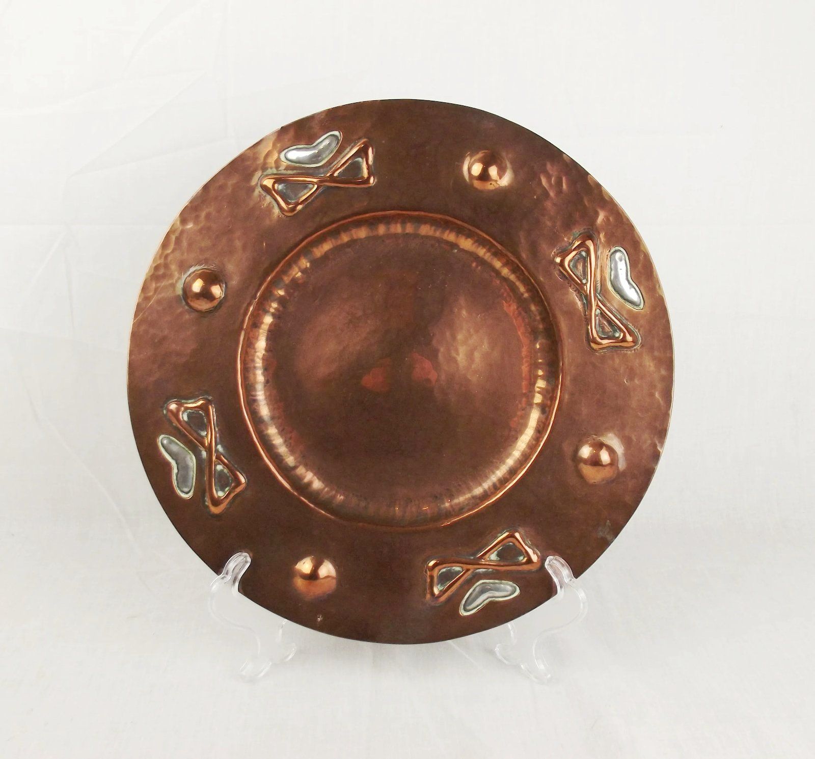 Arts And Crafts Copper & White Metal Dish