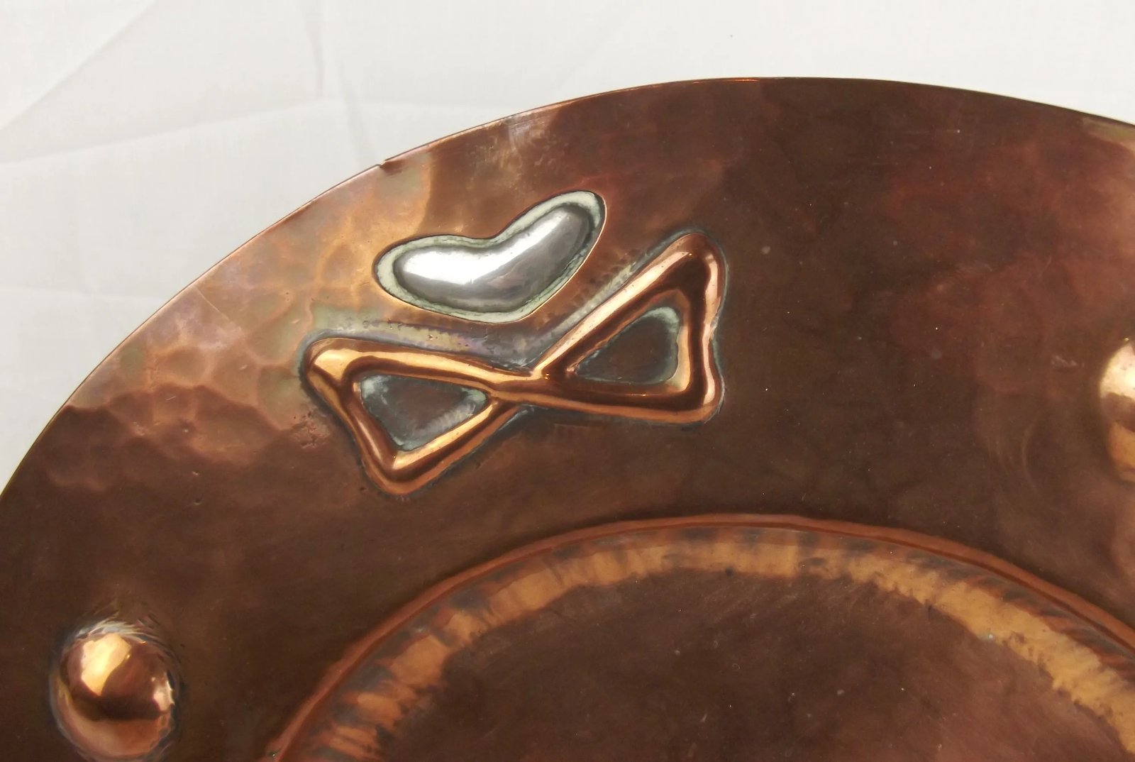 Arts And Crafts Copper & White Metal Dish - Image 2