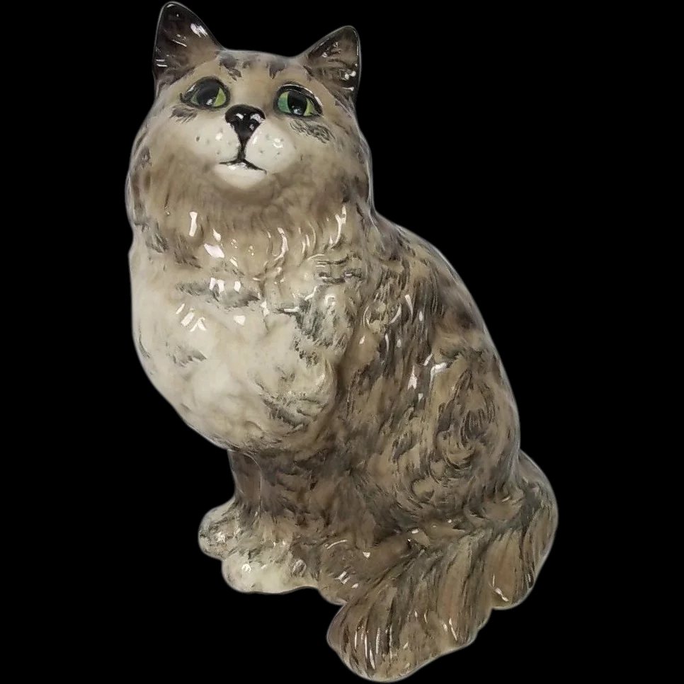 Rare Beswick Grey Stripe Pattern Persian Cat No1867 by Albert Hallam