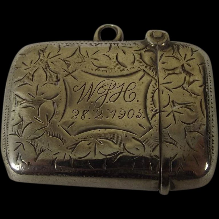 Birmingham 1903 Hallmarked Floral Silver Vesta Case