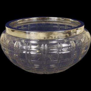 Birmingham 1911 Silver Rim Cut Glass Large Bowl