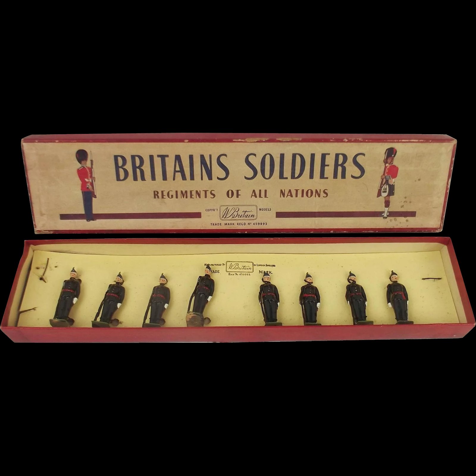 Boxed Britains Soldiers ROAN Set 2090 Royal Irish Fusiliers, At Attention, No.1 Dress c1950’s