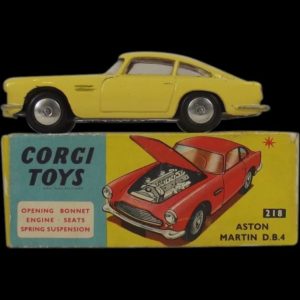 Boxed Corgi 218 Aston Martin DB4 1960-62 Spun Hubs VN MIB