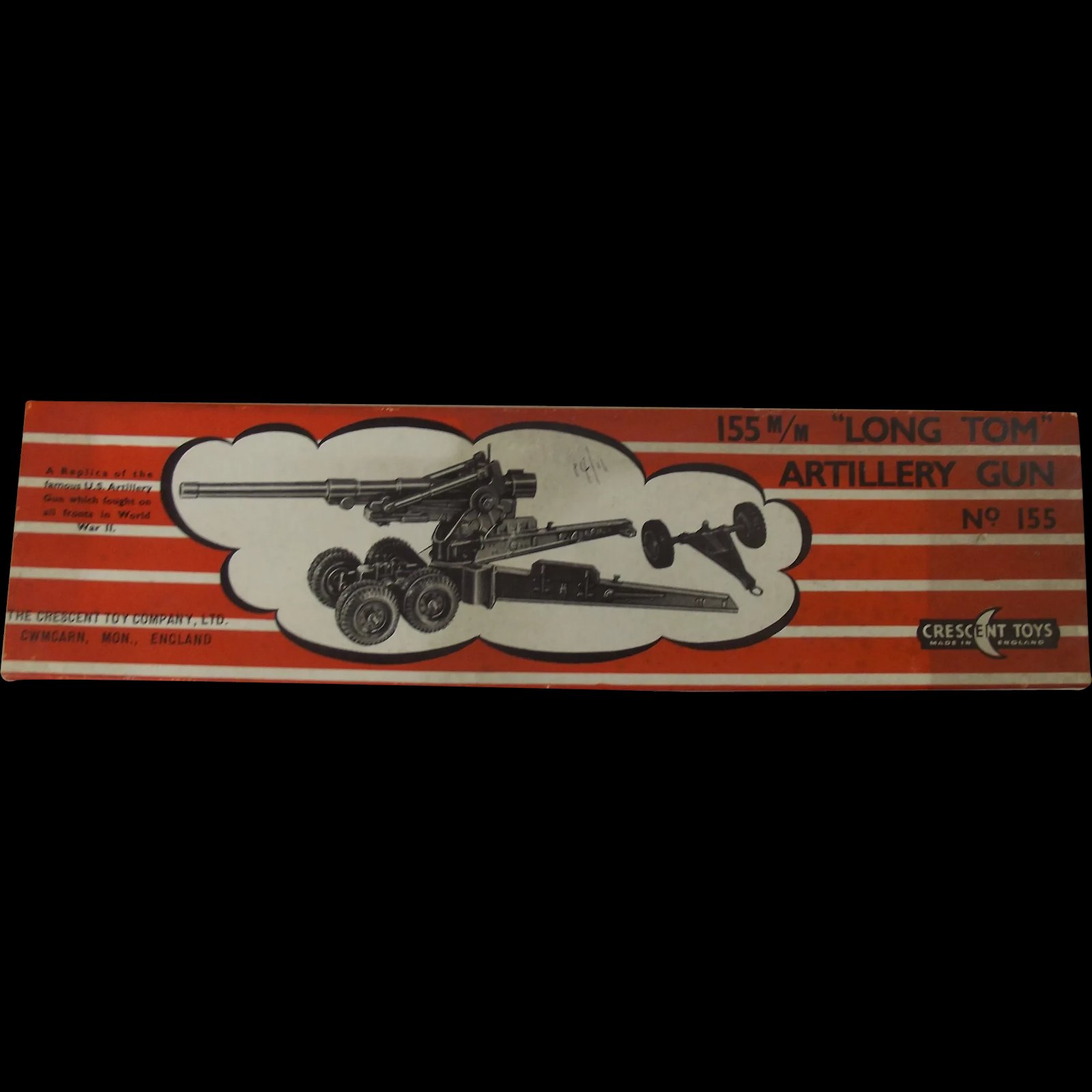 Boxed Mint Crescent Toys 155m/m Long Tom Artillery Gun No. 155