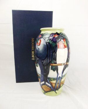 Boxed Moorcroft Swallows Pattern Vase c1998 - Ltd Ed. 276/500