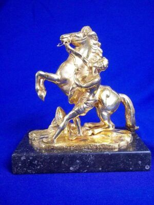 C1860 Small Bronze Marly Horse with Thick Gold Plated Finish