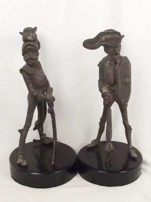 C1880 Pair Of French Spelter George Clemenceau & Raymond Poincaré Caricature