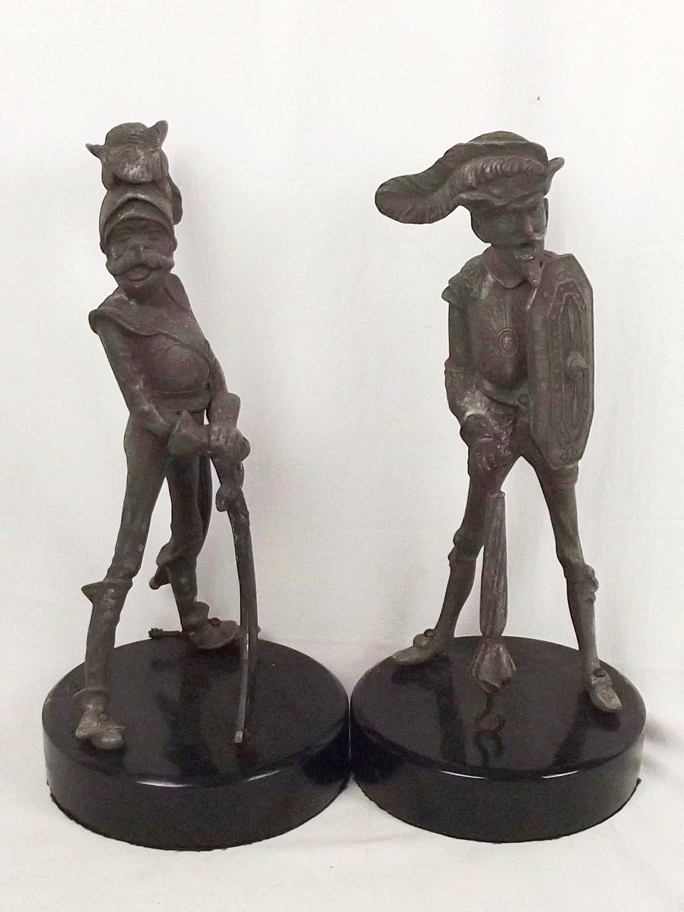 C1880 Pair Of French Spelter George Clemenceau & Raymond Poincaré Caricature