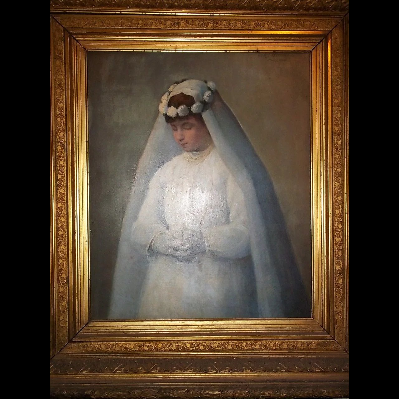 Carl John Blenner 'First Communion' Oil Portrait 1890