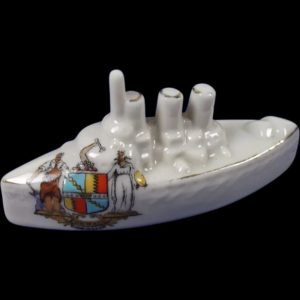 Carlton Crested China Model Of A WW1 Battleship, Forward Birmingham