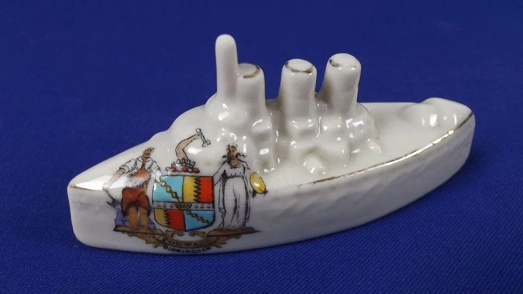 Carlton Crested China Model Of A WW1 Battleship, Forward Birmingham - Image 2