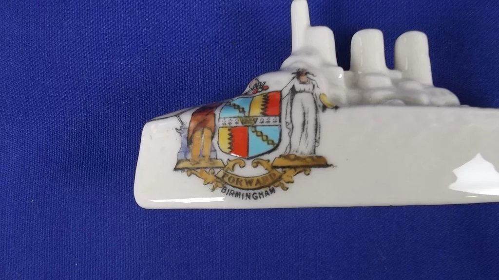 Carlton Crested China Model Of A WW1 Battleship, Forward Birmingham - Image 6