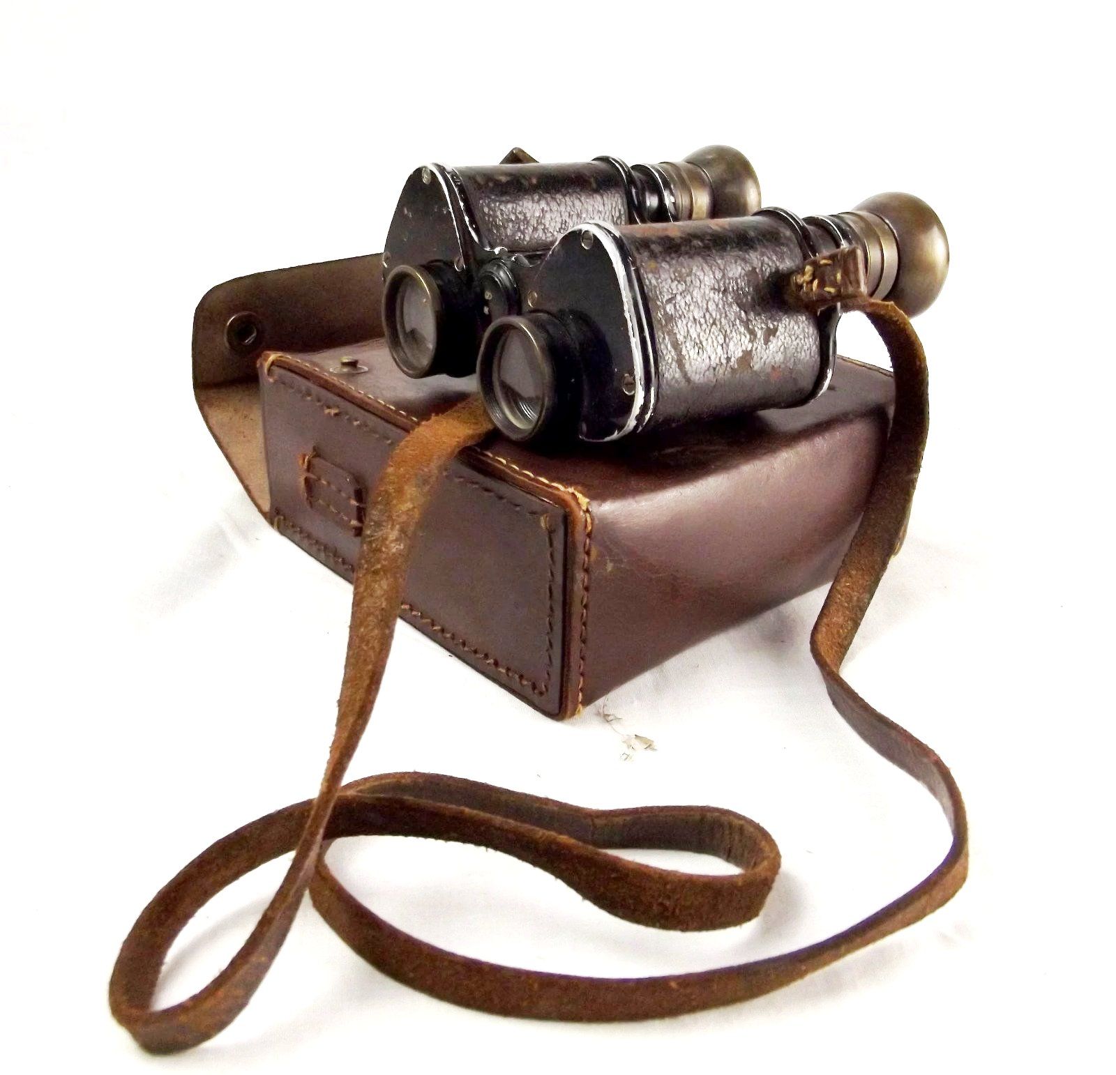 Cased French WWII Era Favorita Binoculars x8 Magnification