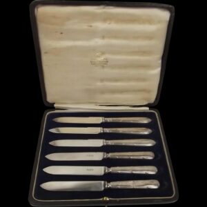Cased Set of Six Silver Handled Fruit Knives By Jays Of London c1899-1903