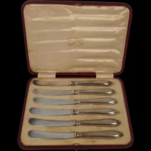 Cased Set Of Six Silver John Biggin Cutlery Sheffield 1908