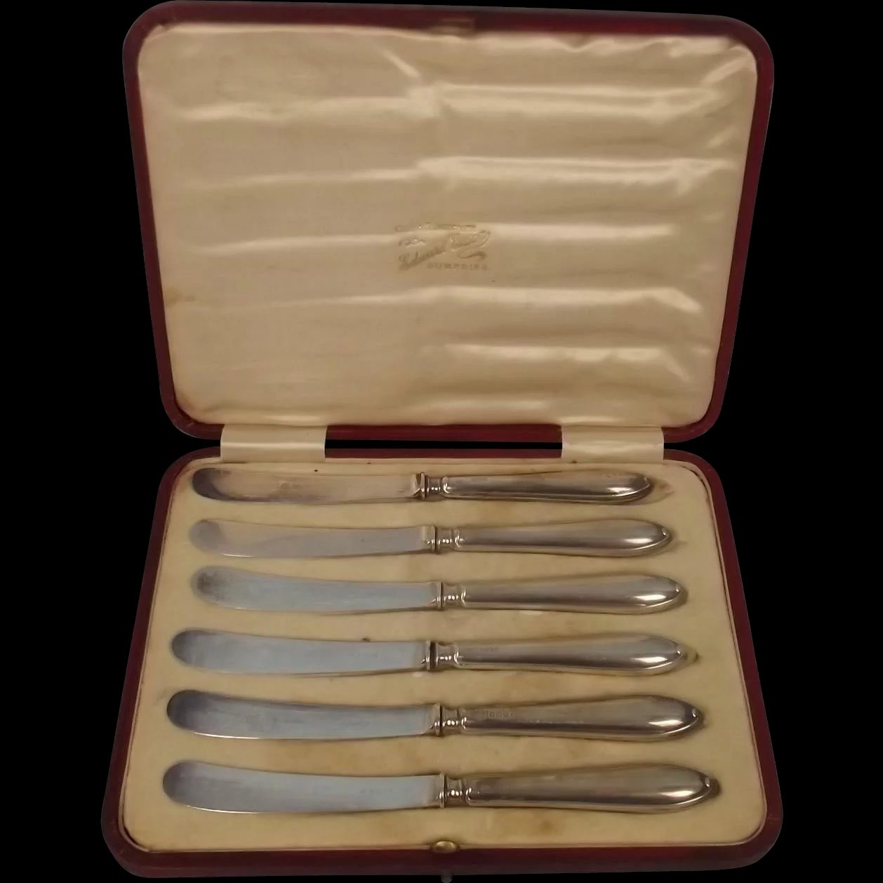 Cased Set Of Six Silver John Biggin Cutlery Sheffield 1908