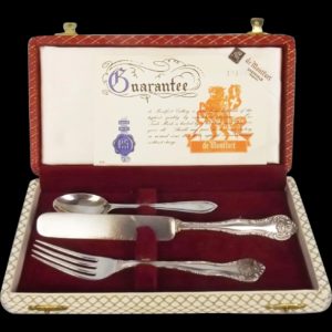 Cased Silver Plated Knife & Fork With Silver Spoon (Hallmarked Sheffield 1936)