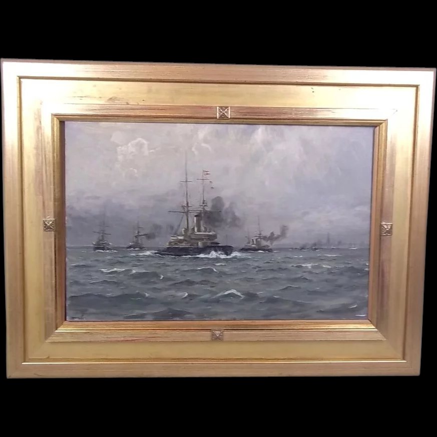 Ch. Benjamin Olsen (1873-1935) 'Danish Warships Exercising Off Aarhus', Signed