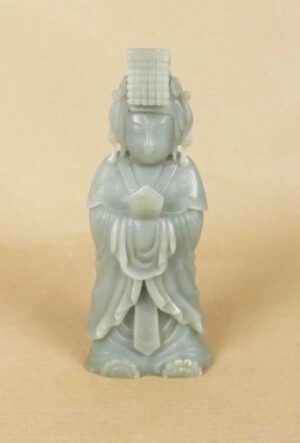 Chinese Hand Carved Ming Style Nephrite Jade Figure Of An Emperor