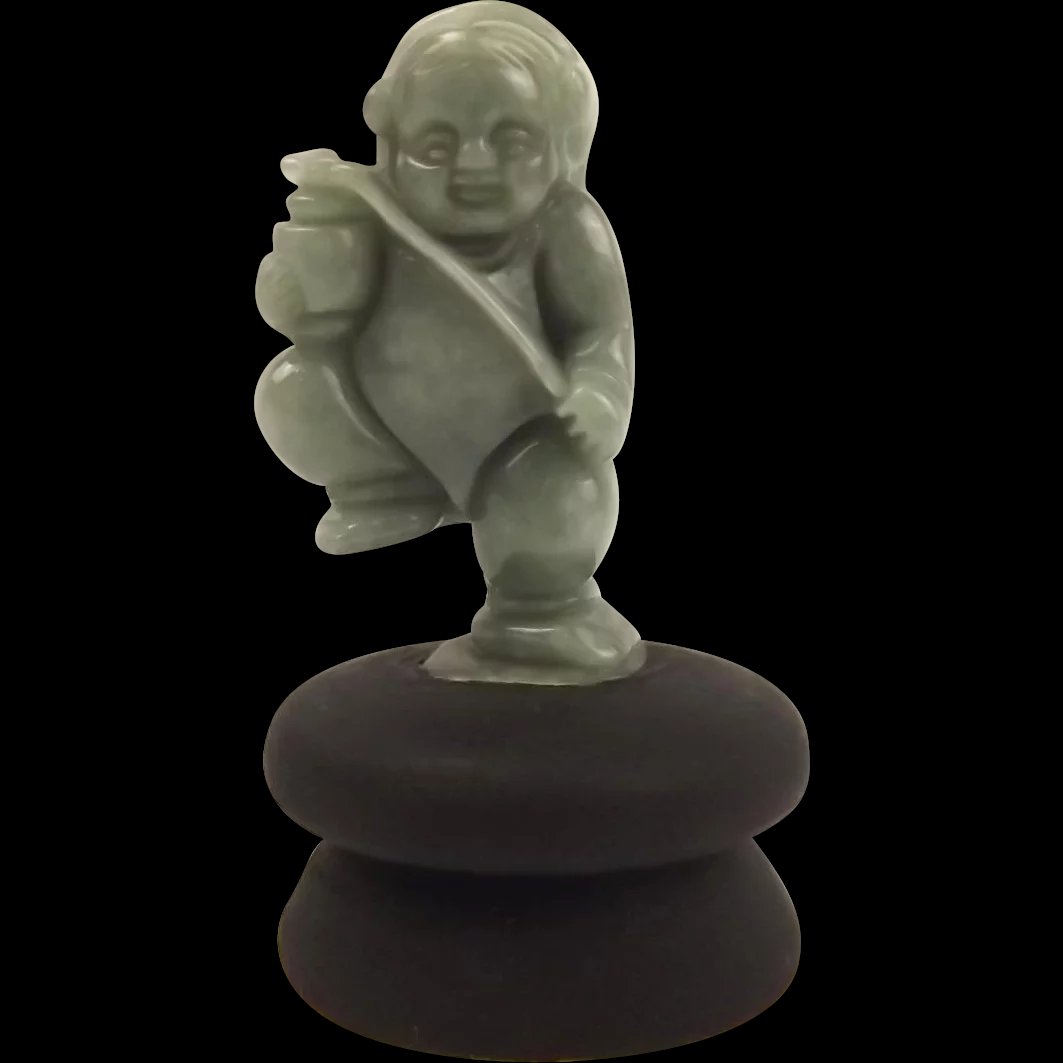 Chinese Jadeite Jade Carving Of A Dancing Boy