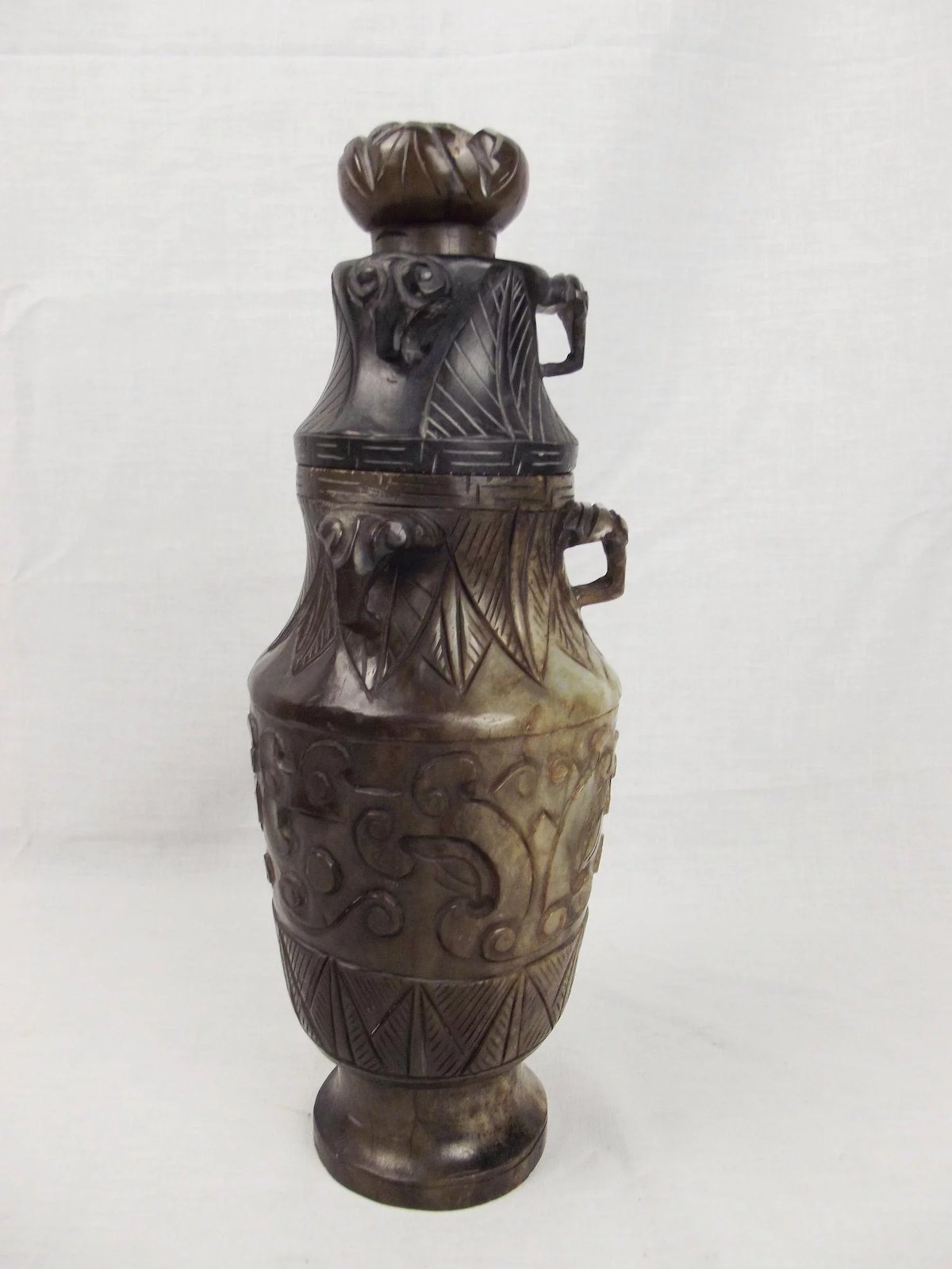 Chinese Nephrite Jade Baluster Vase With Cover - Image 5
