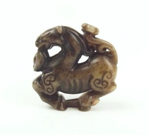 Chinese Nephrite Jade Pendant Carving Of A Horse