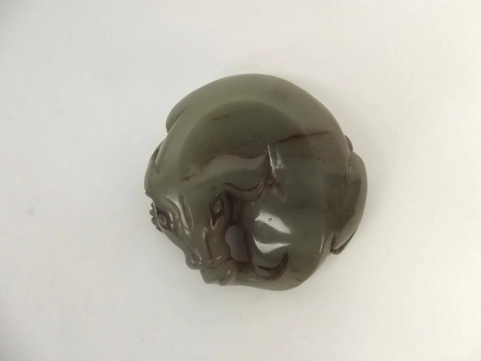 Chinese Nephrite Jade Round Dog Pendant - Image 6