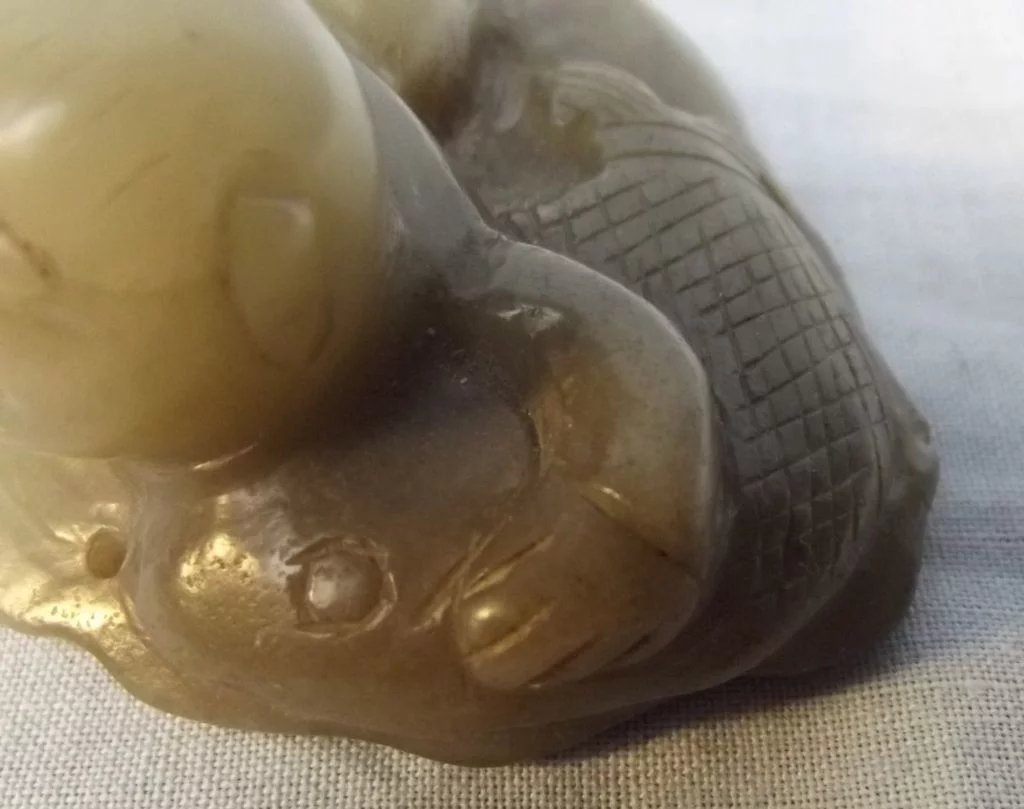 Chinese Qing Dynasty Jade Pendant Of A Boy With A Carp - Image 9